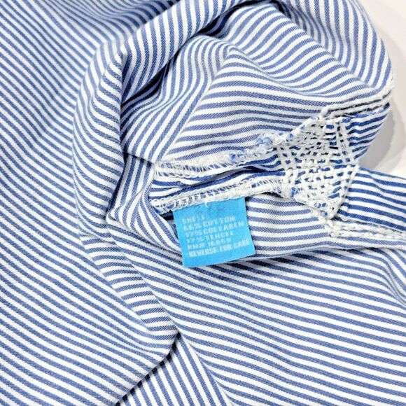 J. McLaughlin Blue Striped Lace Trim Blouse Tunic 3/4 Sleeve Women's Size S (A1) - Picture 14 of 16